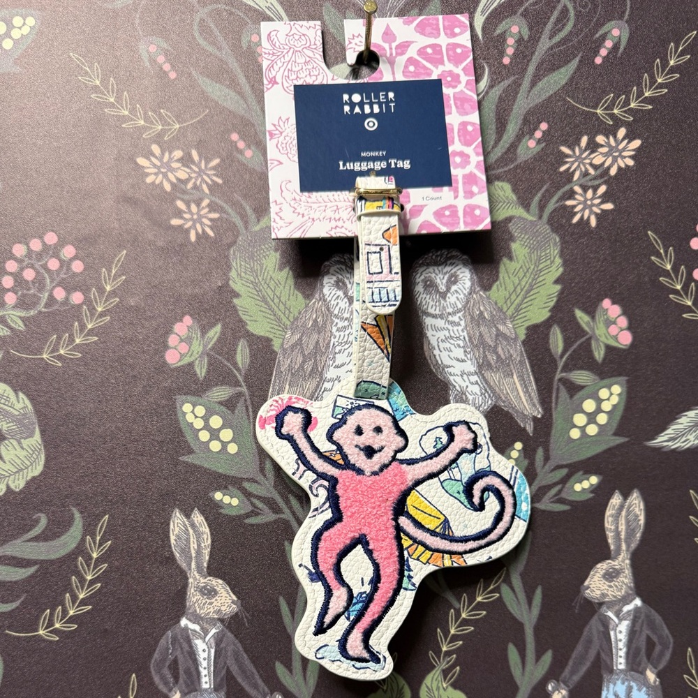 Roller Rabbit x Target Collab Monkey Luggage Tag - Pink and Blue NWT